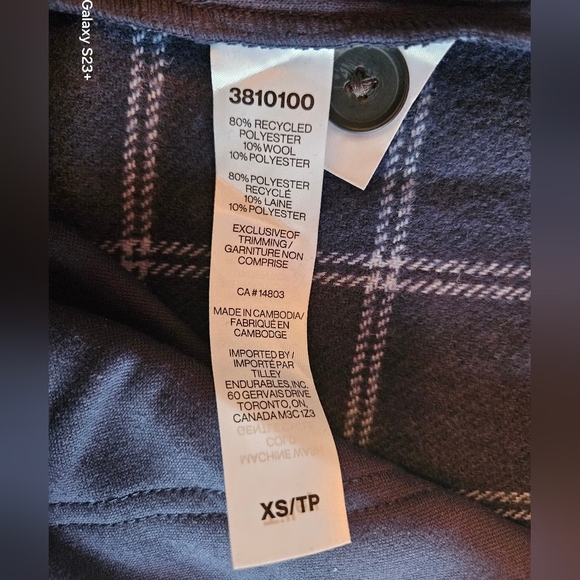 Tilley Blue Plaid Wool Blend Women's Utility Jacket Shacket, Size XS, NWT - Picture 9 of 11